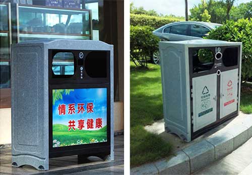  欣方圳仿大理石垃圾桶廠家為清遠(yuǎn)高校送貨上門(mén)。